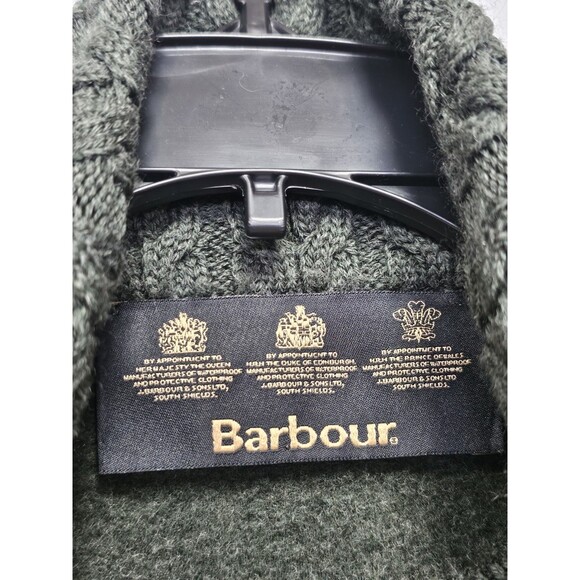Barbour Womens Cardigan Size 14 Soft Cable Knit Full Zip Sweater 100% Wool Green - Picture 2 of 16